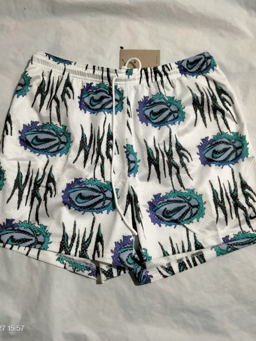 Nike Dri-FIT Practice Mesh Basketball Shorts Mens XL White Graffiti HV6423-100